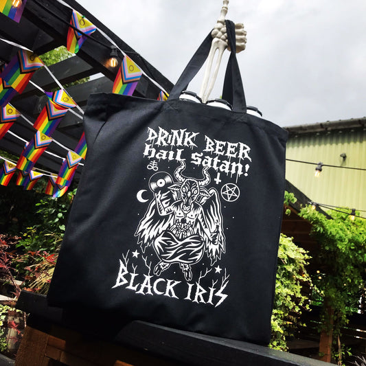 Drink Beer Hail Satan Tote Bag