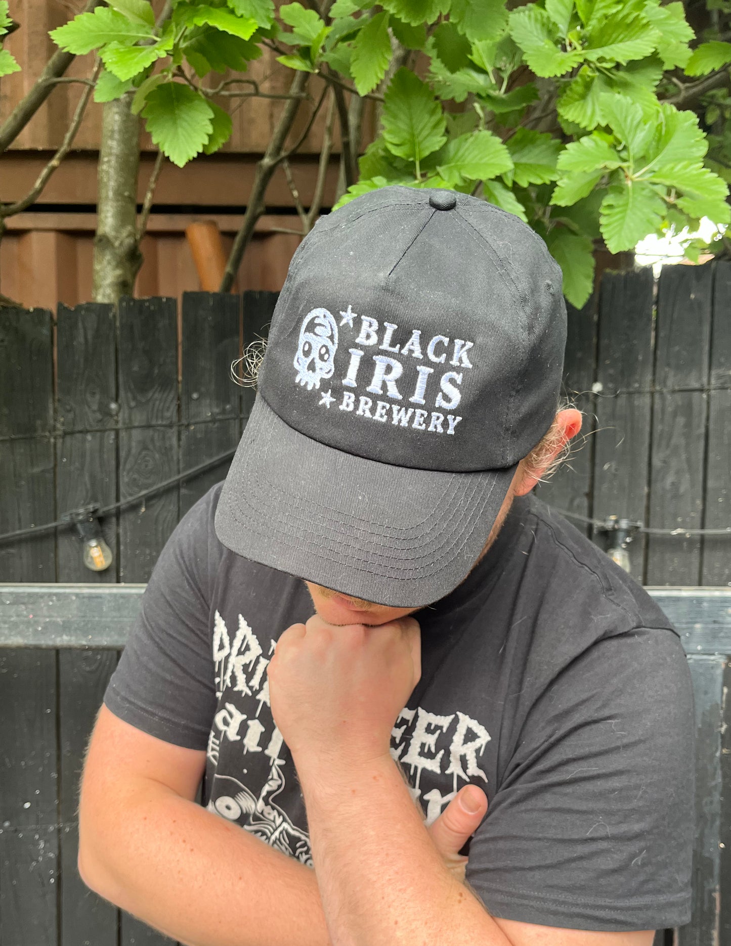 Black Iris Embroidered Baseball Cap