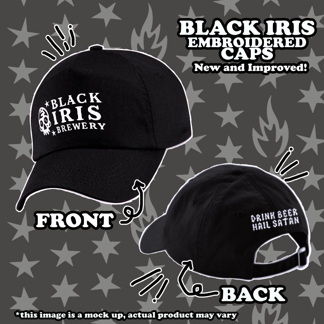 Black Iris Embroidered Baseball Cap