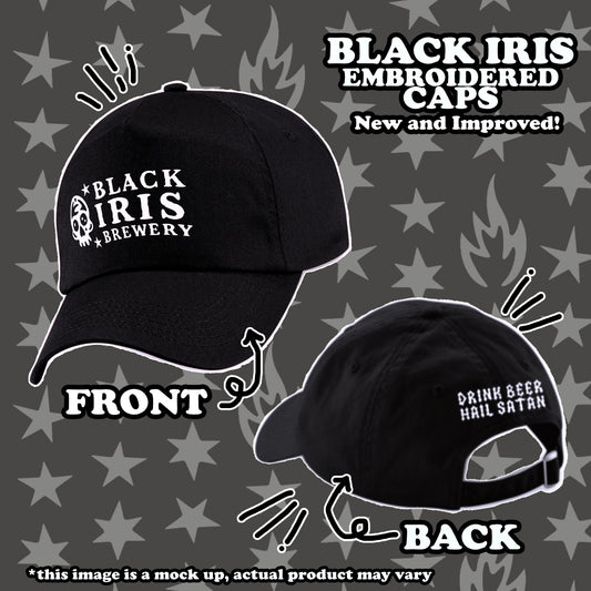 Black Iris Embroidered Baseball Cap